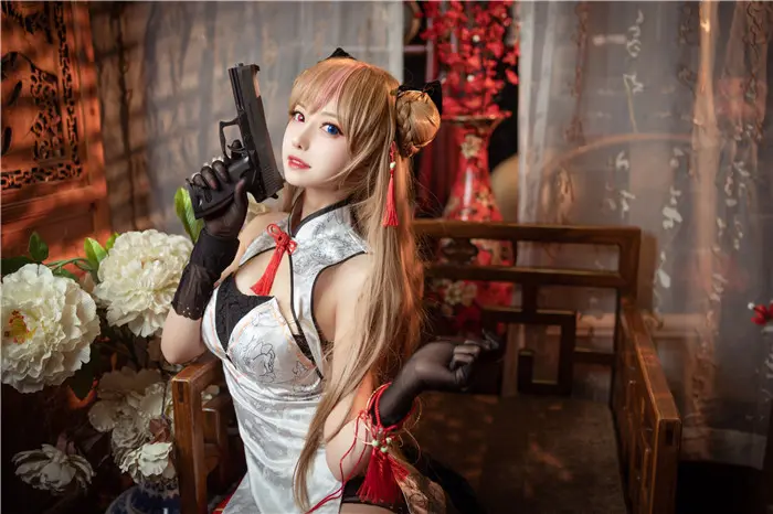 喵糖映画 HML.011 Cosplay《少女前线》MK23蜂糖花新春旗袍  第13张